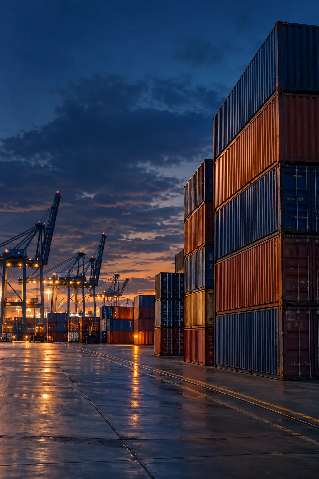 Terminal portuaria con contenedores para operaciones industriales