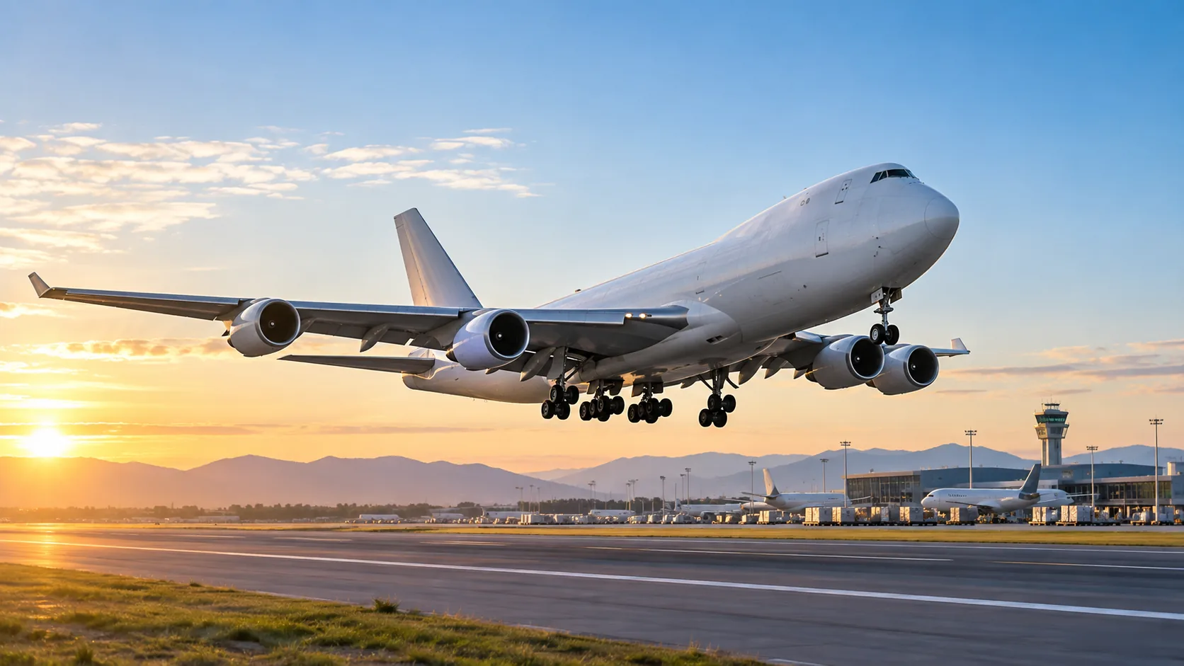 Avión de carga despegando